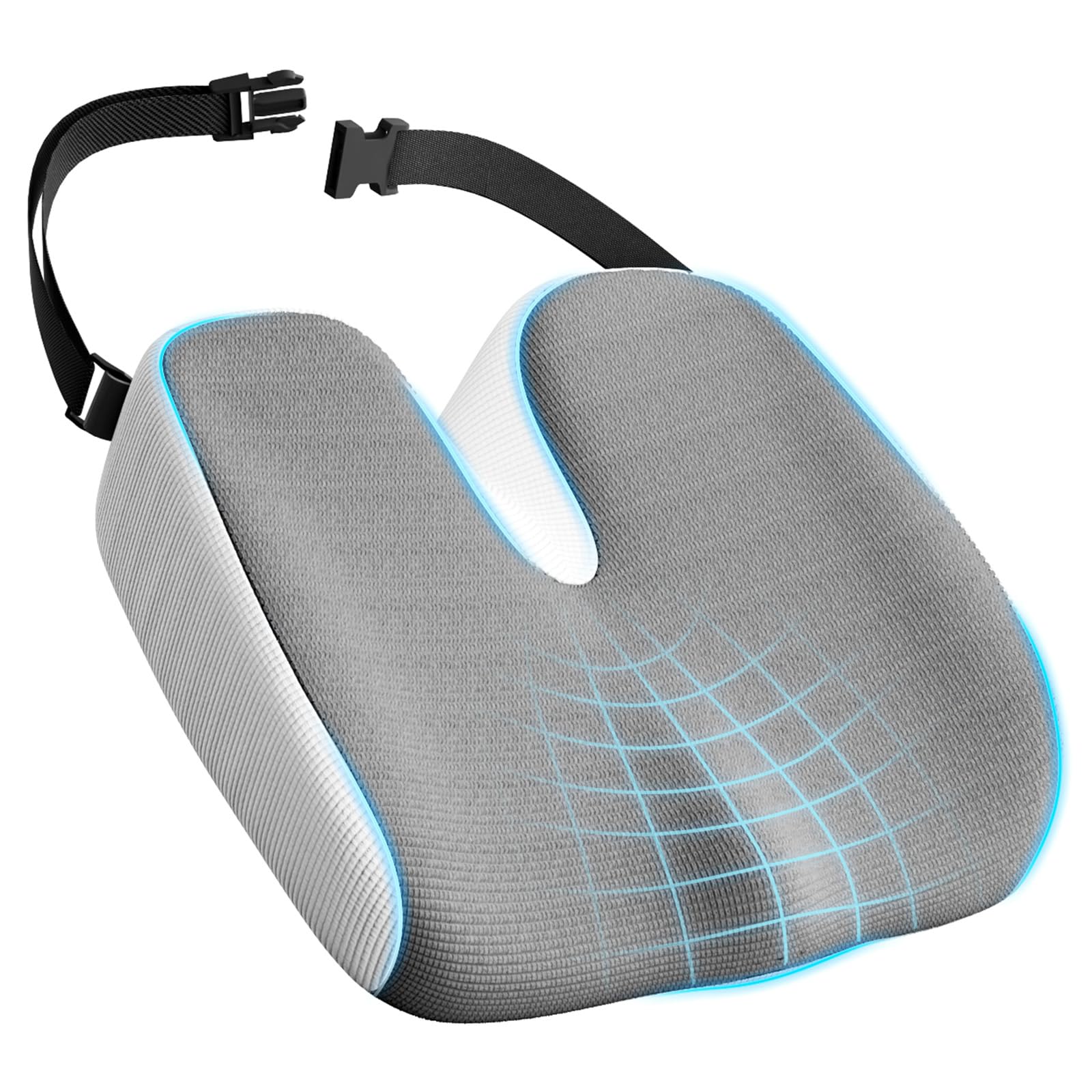 UVCMDUI Adult Car Booster Seat Cushion for Short Drivers, Memory Foam Wedge Car Truck Seat Cushions for Long Driving Butt Pain Sciatica, Portable Automotive Driver Seat Cushion,Grey