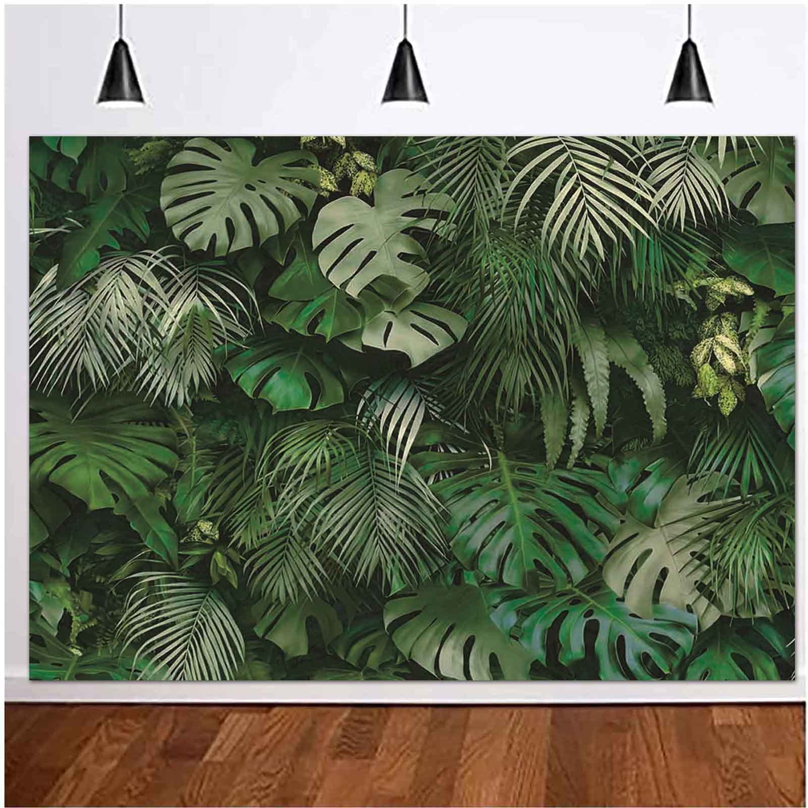 8x6FT Tropical Green Leaves Photography Backdrops Nature Safari Party Decoration Outdoorsy Newborn Baby Shower Backdrop Wedding Bridal Shower Birthday Photo Background Studio Props Booth Vinyl