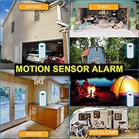 Vista 4 de Sirena de alarma de sensor de movimiento con teclado de 135db de volumen alto para garaje, cobertizo. Detector de movimiento PIR portátil