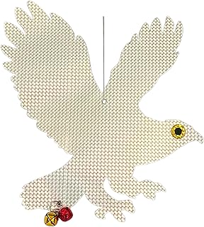 PESTEZE Shiny Holographic Owl Bird Repellent with 2 Bells [12.5 x 16 inch] Sound & Reflection Deters Woodpeckers, Pigeons, Crows, Ducks, Geese & Critters from Yards Without Harm to Protect Property