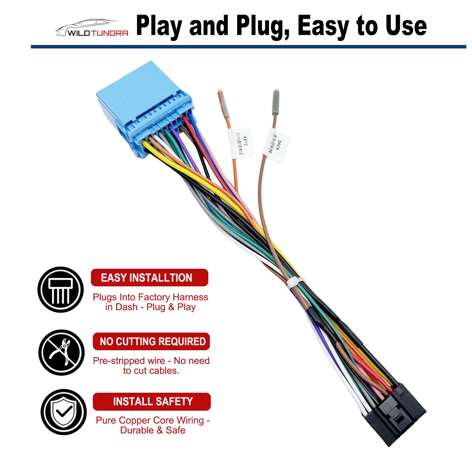 Adaptador de arnés de radio ISO de 16 pines para Honda 1998-20011 Acura 1999-2008 Suzuki 2002-2013, arnés de cableado estéreo de coche Android de 16 pines con cable inverso SWC para Accord Odyssey