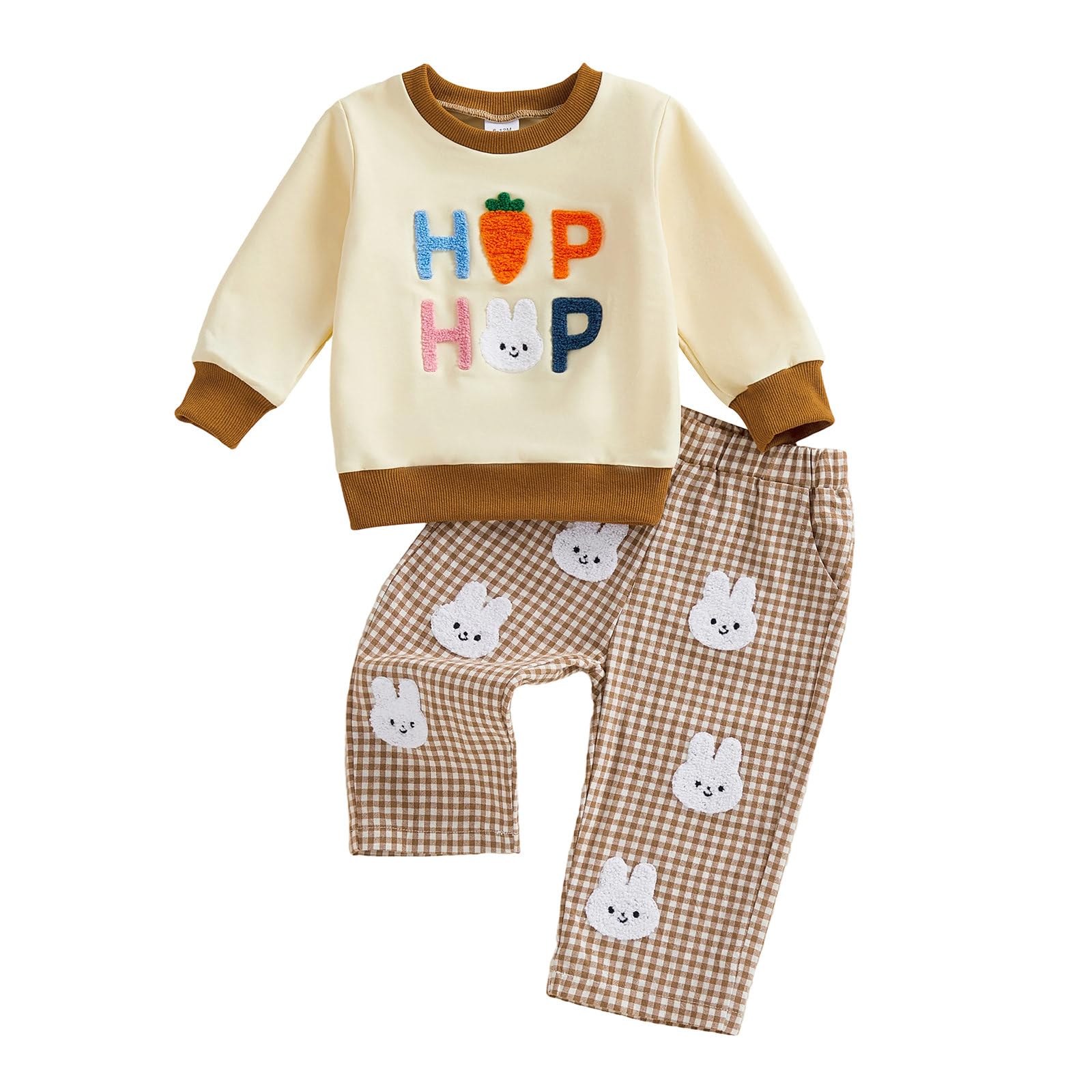 Toddler Baby Girl Easter Outfit Rabbit Embroidery Long Sleeve Sweatshirt Pants Set Cute Baby Girl Winter Clothes