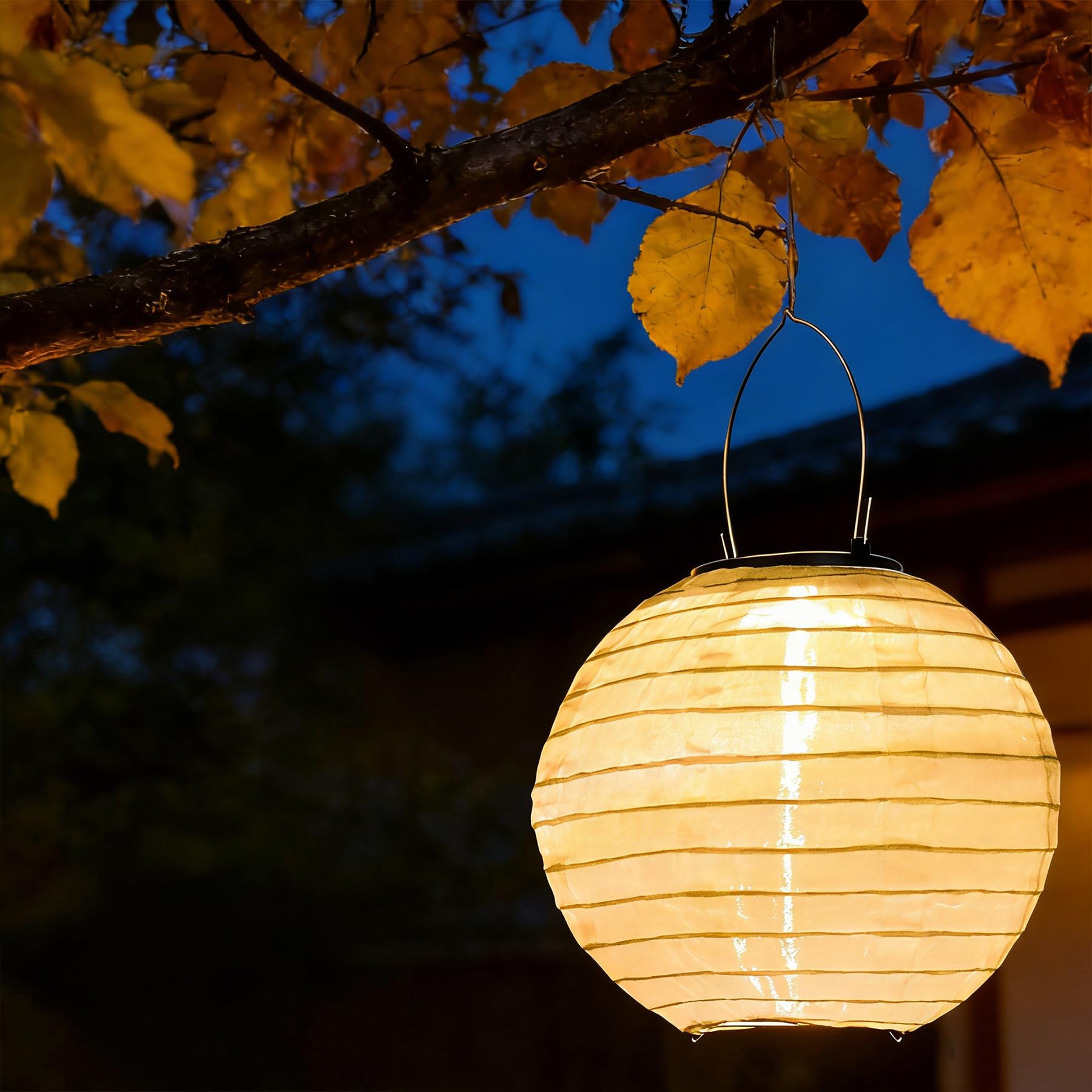 SLWOO Solar Lampions Außen Wetterfest - 1 Stück 20cm Solar LED Laterne Nylon Hängende Solarbetrieben Gartenlaterne Beleuchtung für Garten, Hof, Terrasse, Hochzeit, Fest Deko (Warmweiß)