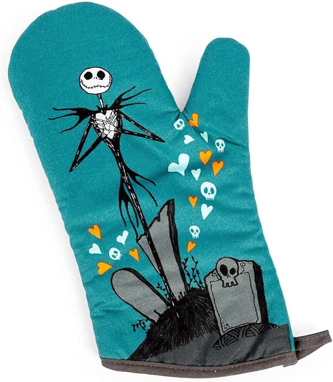 The Nightmare Before Christmas Jack and Sally Oven Mitt | Official Disney Kitchen Accessories and Household Items, Housewarming Gift | Thick Heat Resistant Gloves for Cooking and Baking