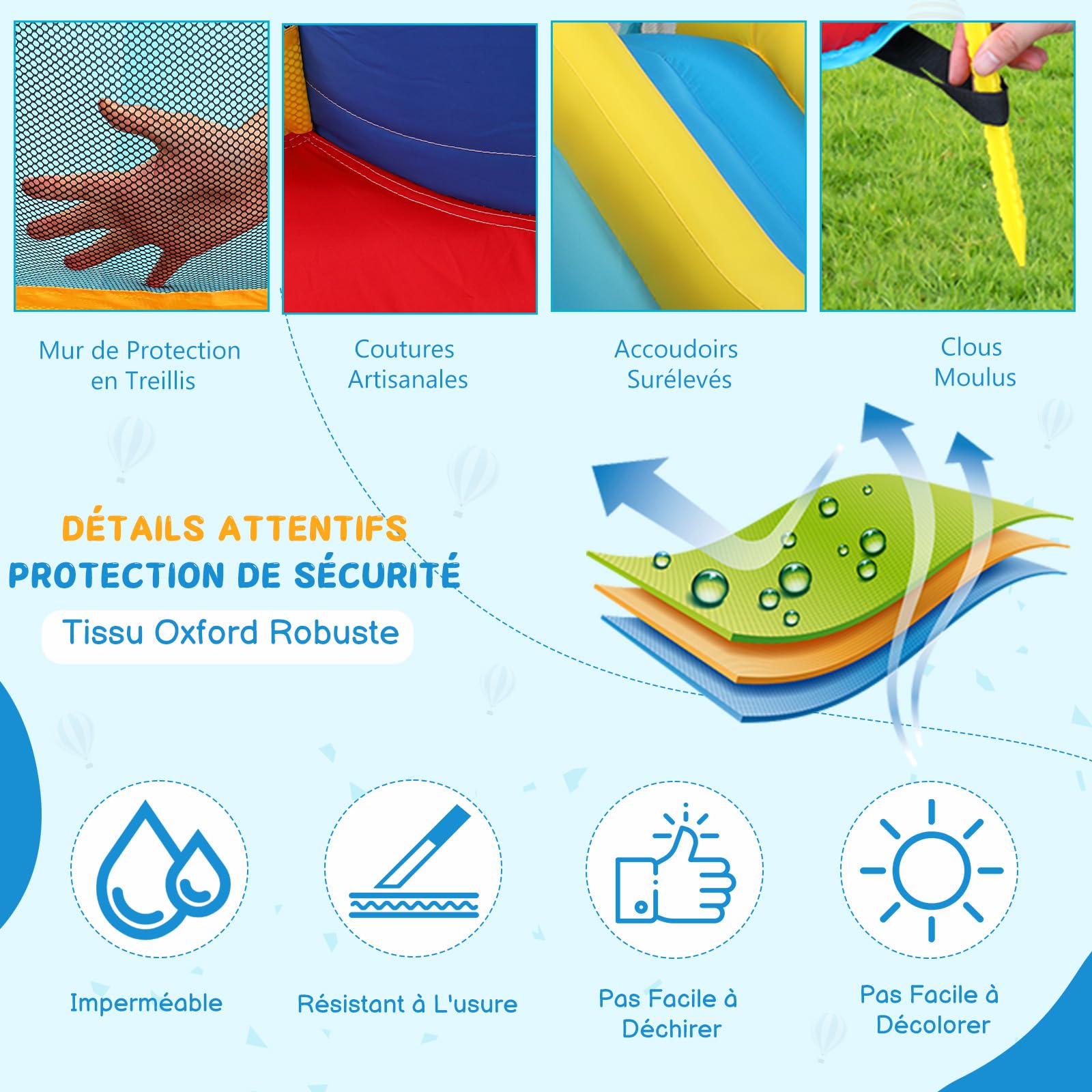 LEADZM Château Gonflable avec Souffleur, Piscine, Support de Boxe, pour Extérieure/Intérieure, 356x315x203cm