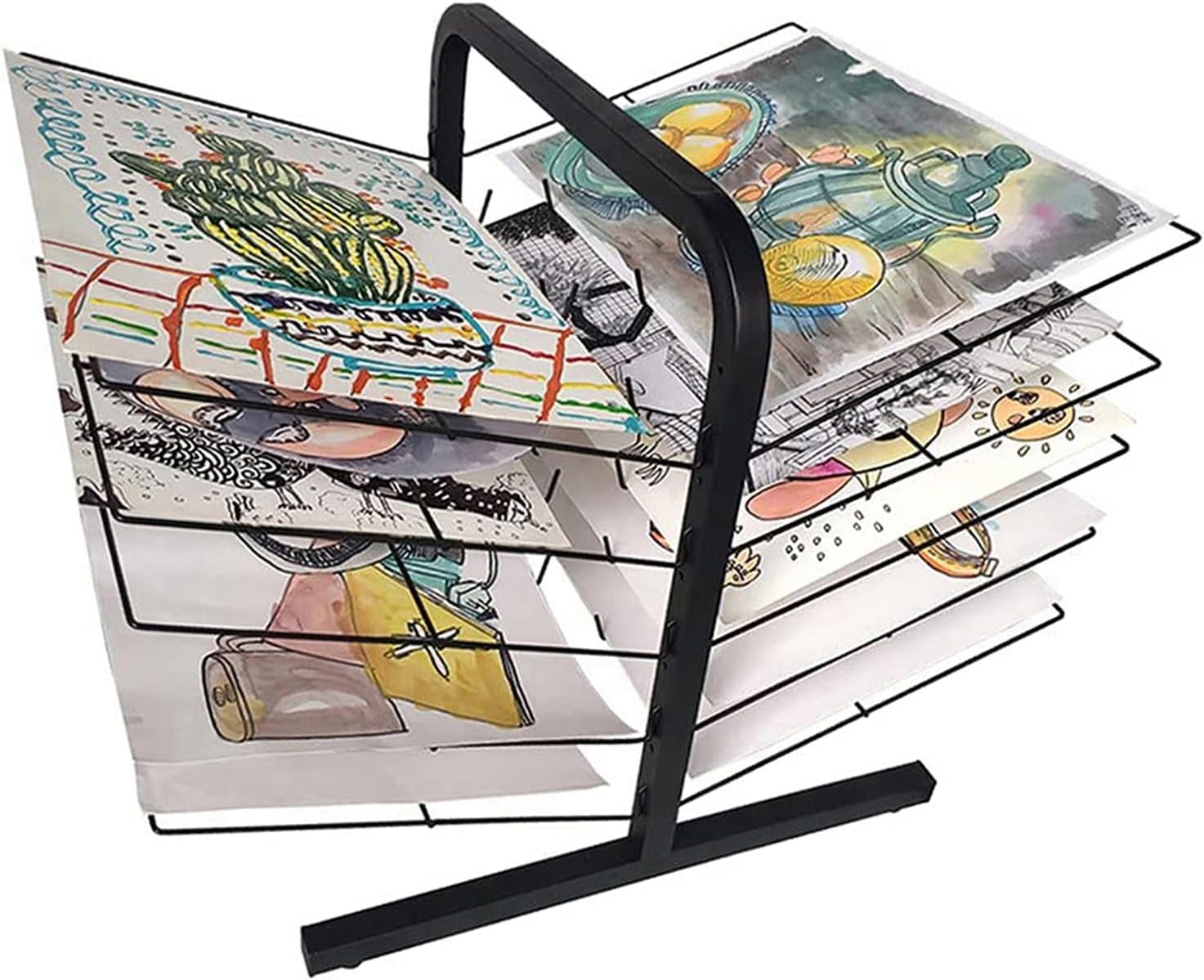 Rotable Drawing Rack 10 Layers Art Drying Rack,Desktop Drawing Rack,Supply Storage for ...