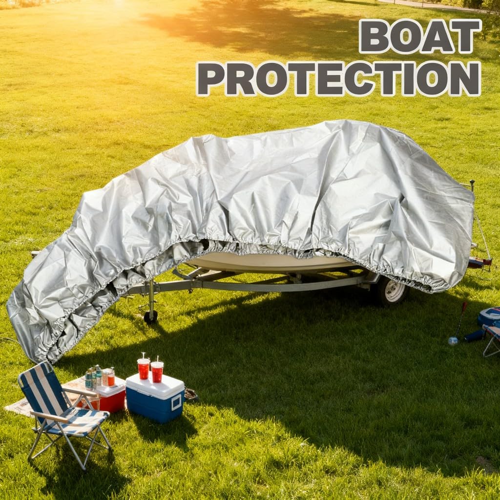 Housse Bateau Imperméable 2,6 -, Toile Oxford Argente, Protection Contre UV et Poussière - Résistante à L’Eau, Durable, Parfaite pour Voilier et Barque (2,6-3m)