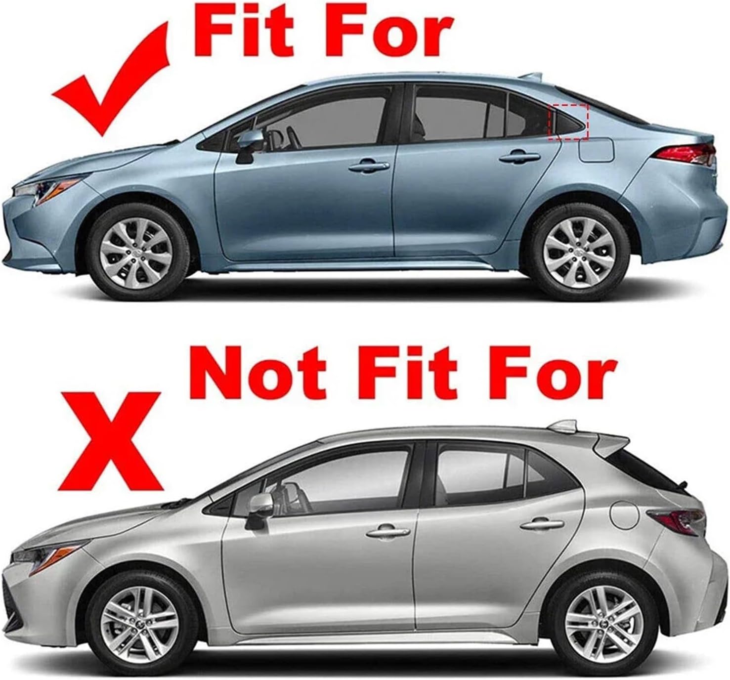 Car Rear Window Louver Compatible with Toyota Corolla Sedan 2019-2023 Shutter Cover Scoop Side Vent Trim Windshield Cover(Carbon Look)