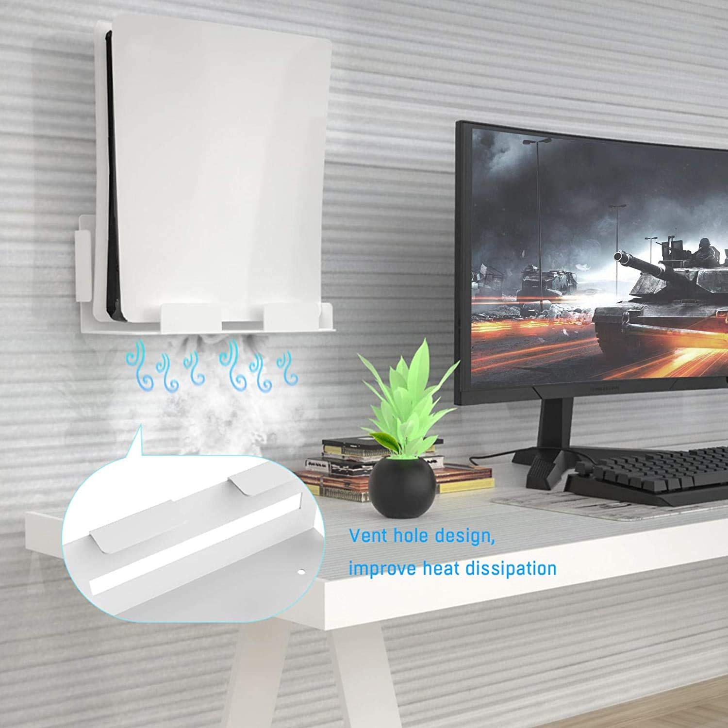 Uchwyt montażowy PS5 Uchwyty ścienne do konsoli Playstation 5 Uchwyt do konsoli do gier Wiszący stabilny wspornik do przechowywania PS5 Twoja konsola Playstation na ścianie tuż obok telewizora