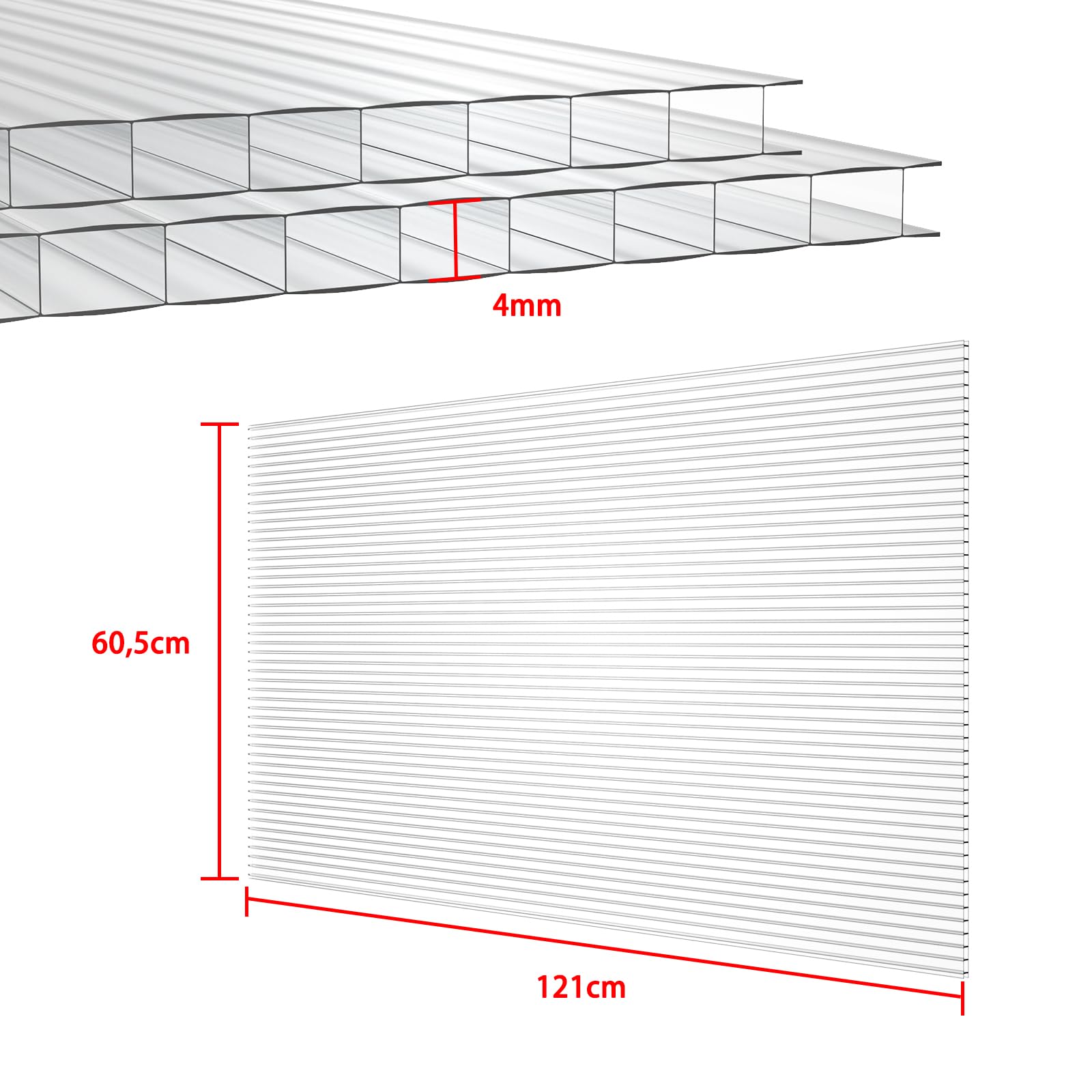 LARS360 14 sztuk płyt komorowych z poliwęglanu, płyty zastępcze 1210 x 605 x 4 mm, ok. 10,25 m², podwójna płyta komorowa, odporna na uderzenia i promieniowanie UV, do szklarni, ogrodnictwa, wiaty