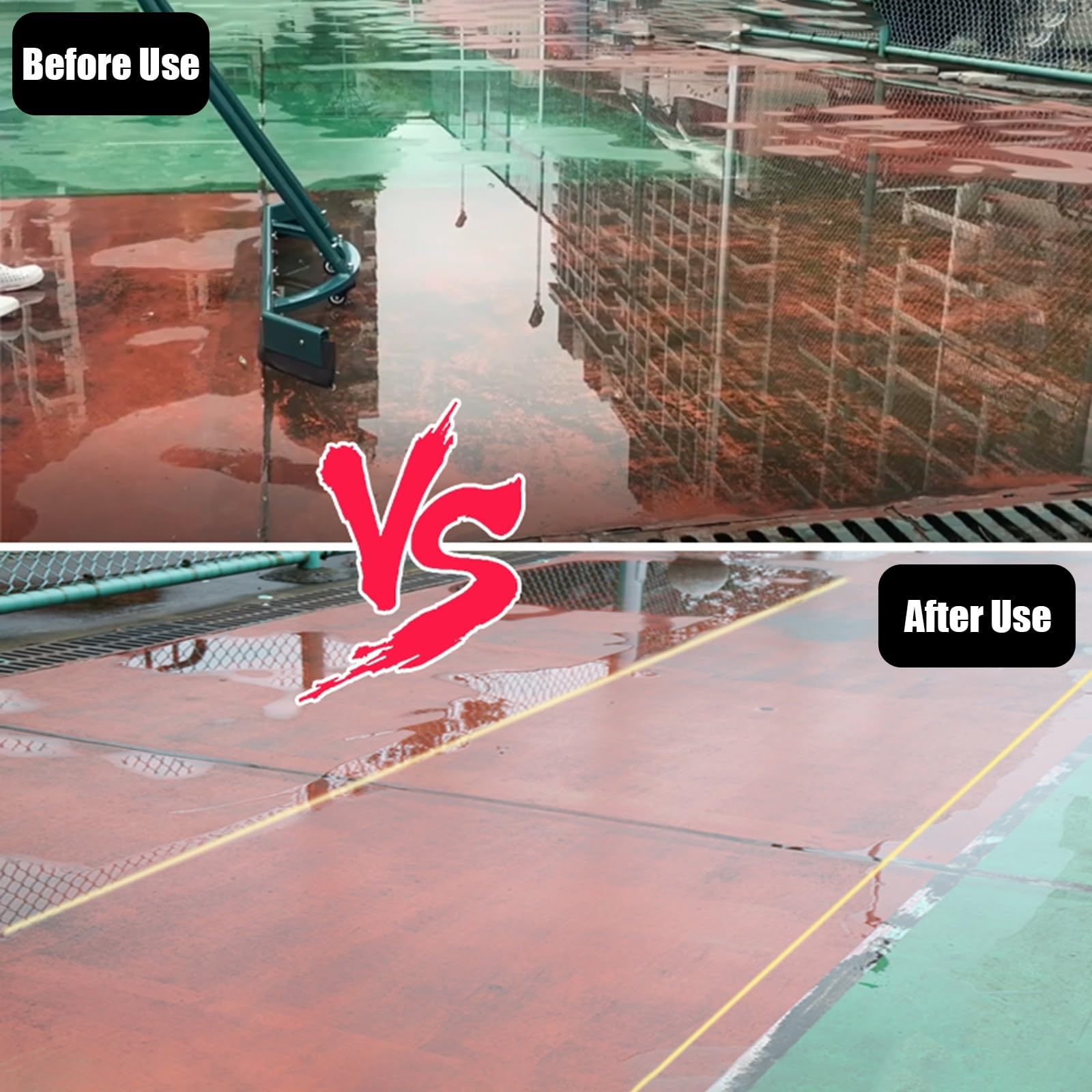 Spatola Raschietti per Pavimenti Campo Di Tennis Tergipavimento Depuratore D'acqua Per Pavimenti Con Navetta Per La Pioggia Sostitutiva Da 5 Piedi, Scopa Tergipavimento Essiccatoio Alluminio Spazzapio