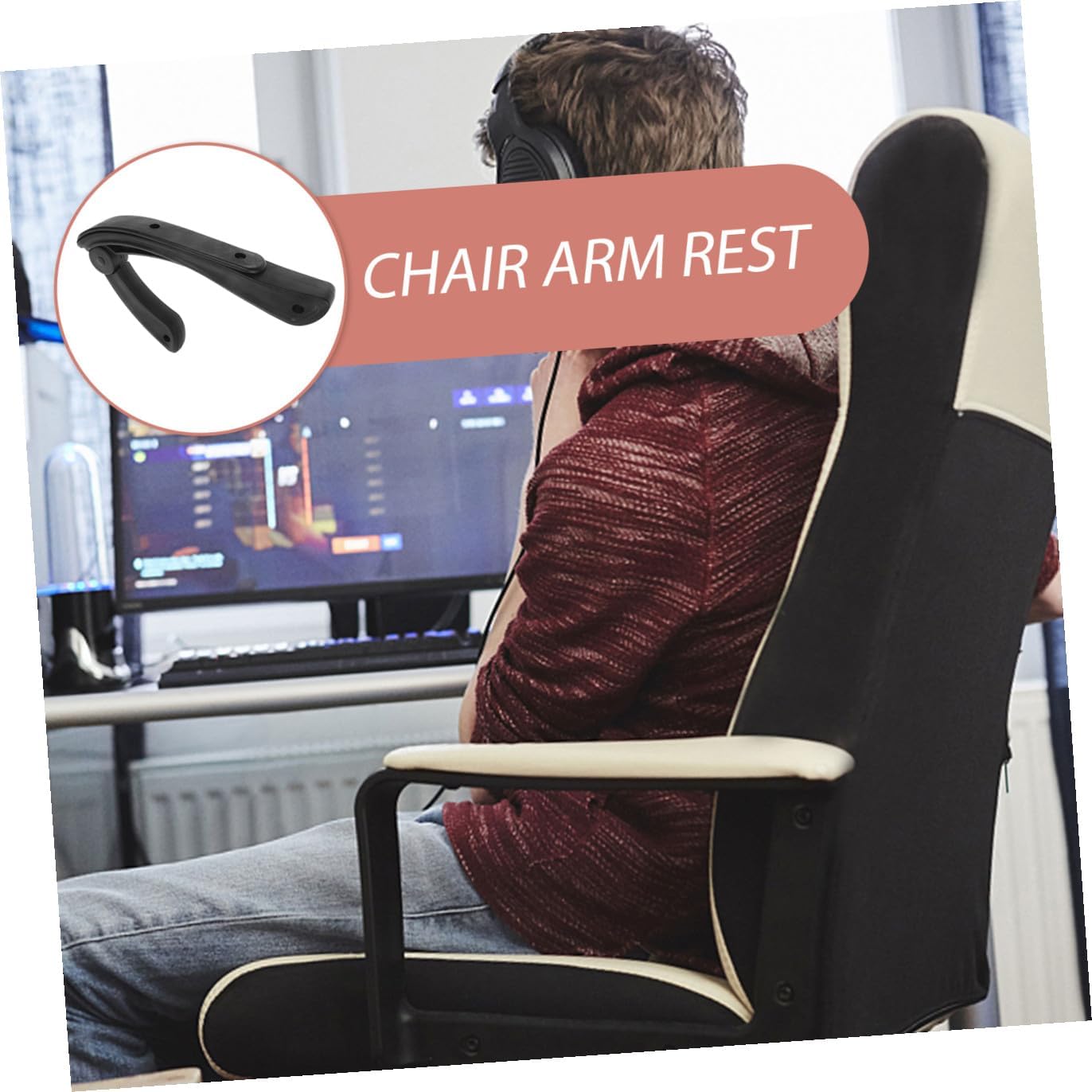 DOITOOL 2pcs Replacement Armrests for Office Chairs Sturdy Racing Chair Armrests Arm Rest Pads Easy to Install Ergonomic Design Daily Use