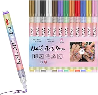 AVRALAZ 12 Colors 3D Nail Art Pen Set 0.7mm Fine Tip,Acrylic Paint Pens Nail Dotting Tools Quick Dry Art Graffiti for DIY... Price In India