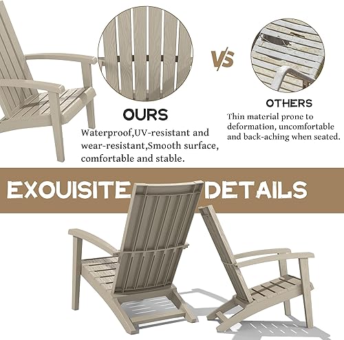 Miniatura 5 de Sillas Adirondack con soporte para tazas, sillas de patio, impermeables, resistentes a los rayos UV, sillas plegables para exteriores, fáciles de