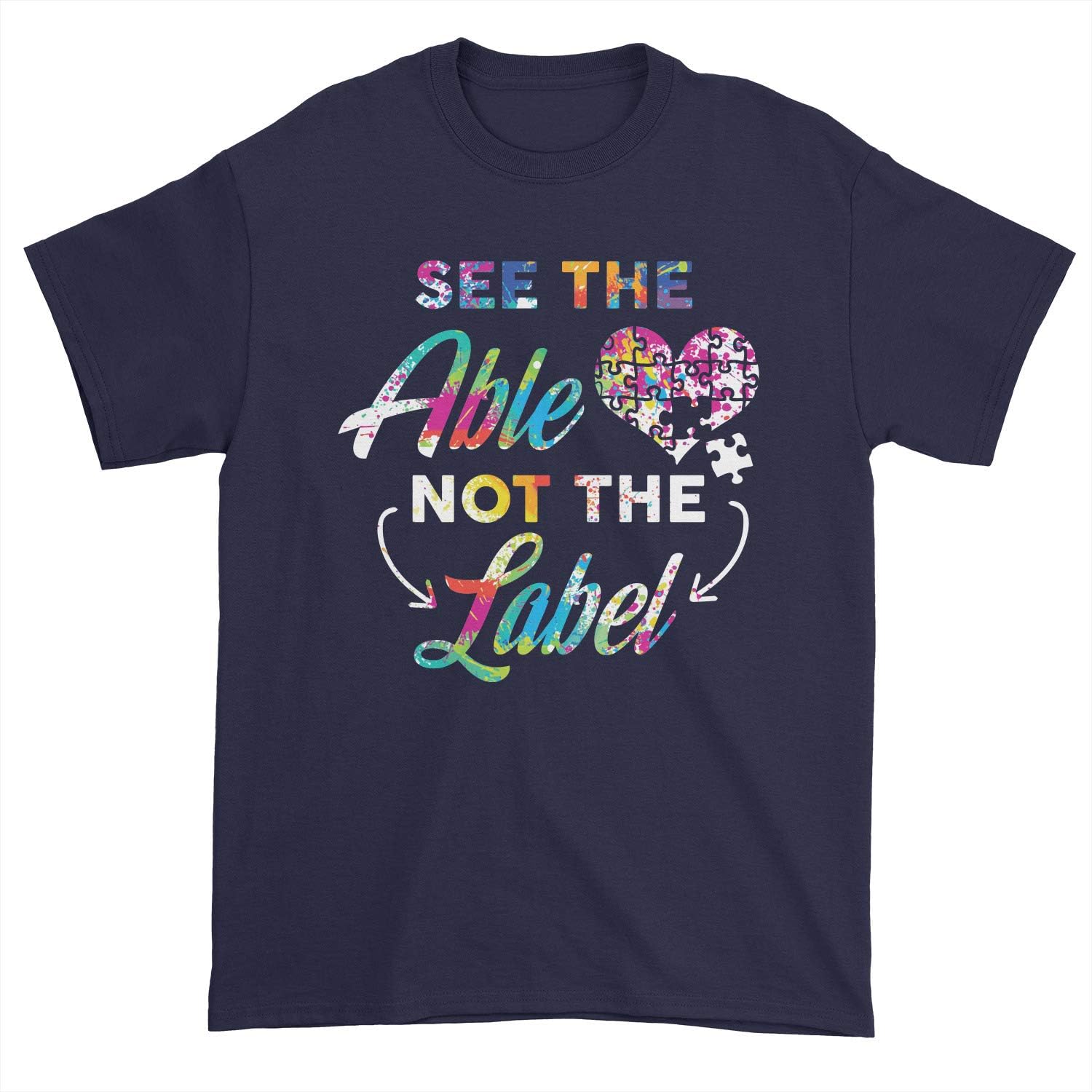Playera con Texto en inglés"See The Able Not The Lable", Guys tee Navy Blue, XLarge Amazon