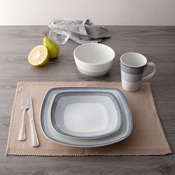 Noritake Colorscapes Layers Ash 4-Piece Square Place Setting, Service for 1