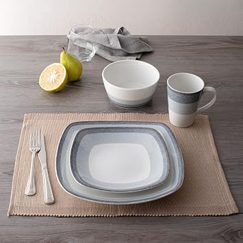 Noritake Colorscapes Layers Ash 4-Piece Square Place Setting, Service for 1