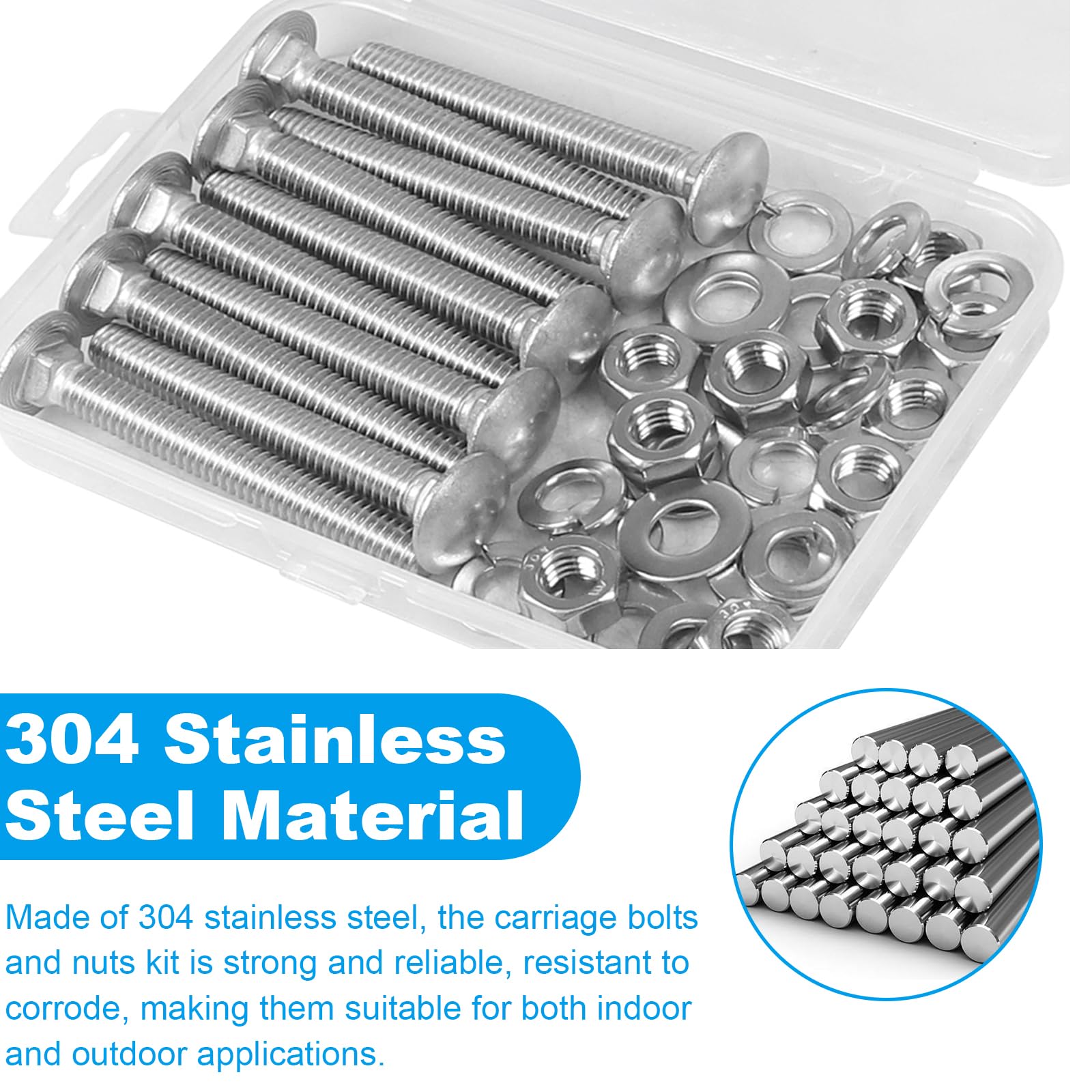 Stainless Steel Carriage Bolts - 10 Sets -4