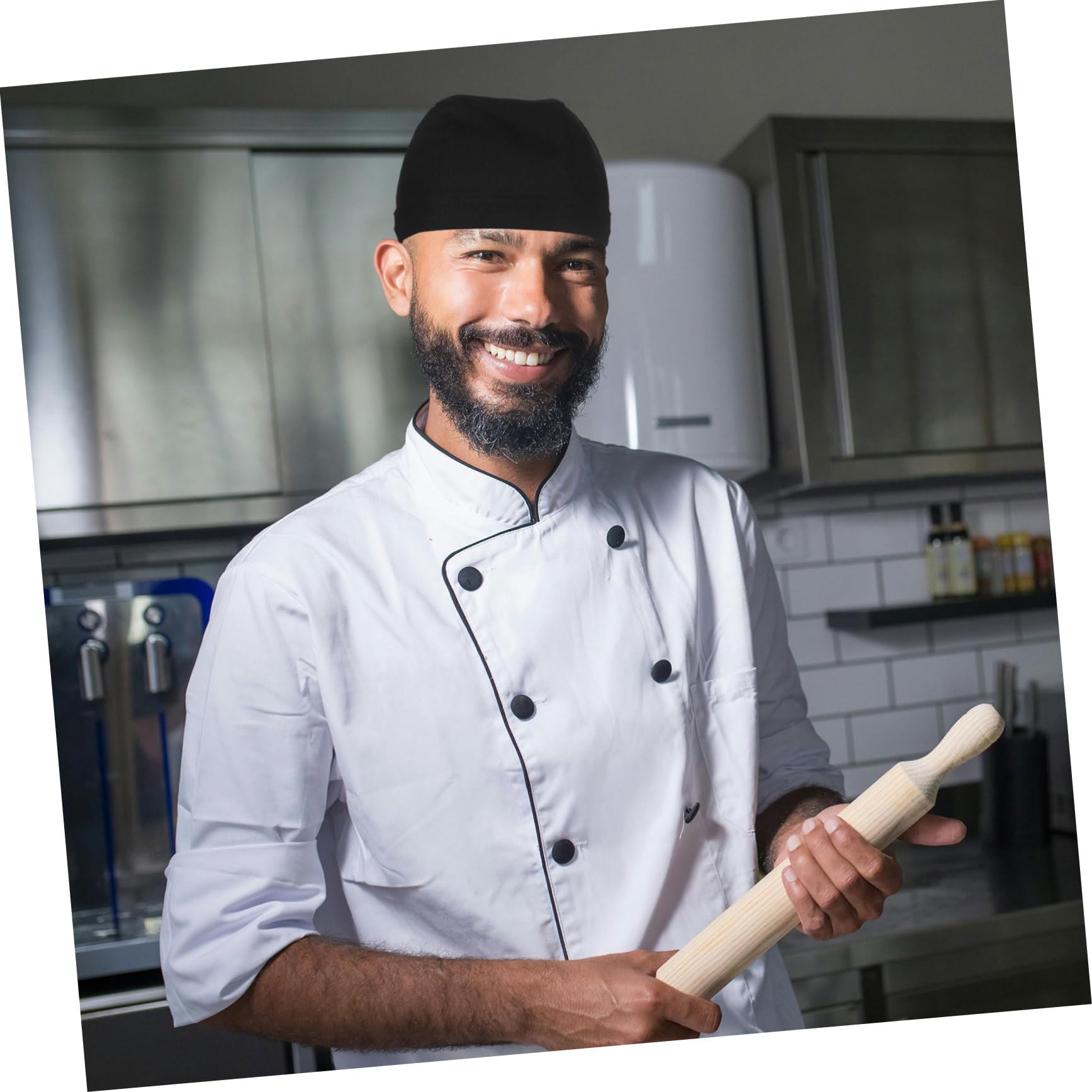 6 Gorros de Chef Negros de Algodón Cómodos y Ajustables para Cocina Profesional en Restaurante y Cafetería