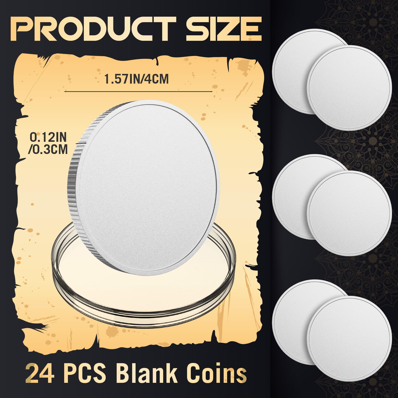 25 Pièces De Défi Vierges 40 Mm Avec Boîte Acrylique – Médailles En Alliage De Zinc Pour Gravure Personnalisée