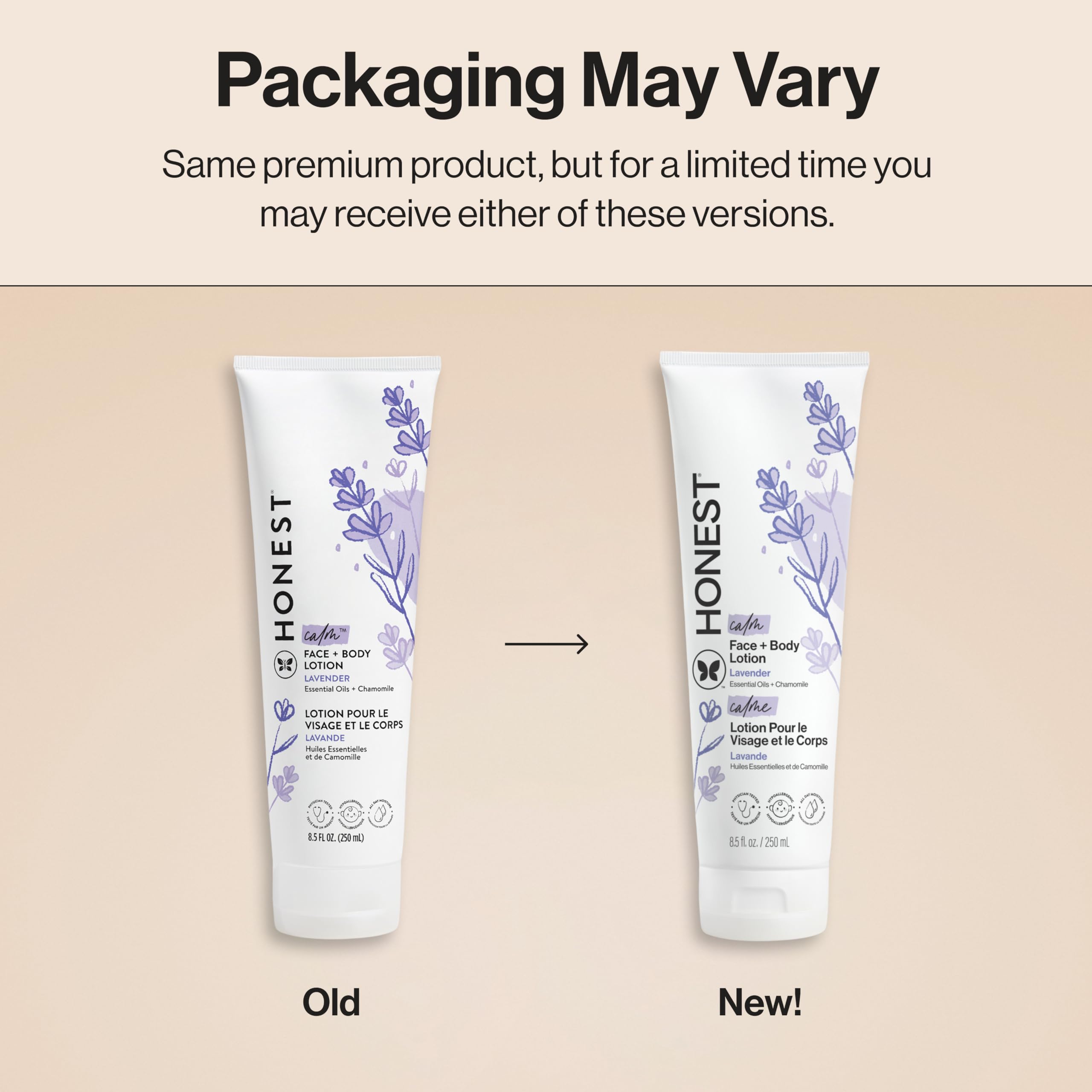 The Honest Company Hydrating Face and Body Lotion, Fast Absorbing, Naturally Derived, Hypoallergenic, Fragrance-Free, Sensitive, 8.5 fl oz: Lavender Calm 8.5 Fl Oz (Pack of 1)