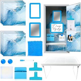 17Pcs Locker Set with Magnetic Accessories, Whiteboard, Shelf, Mirror, Rug & More for School Lockers (Blue)