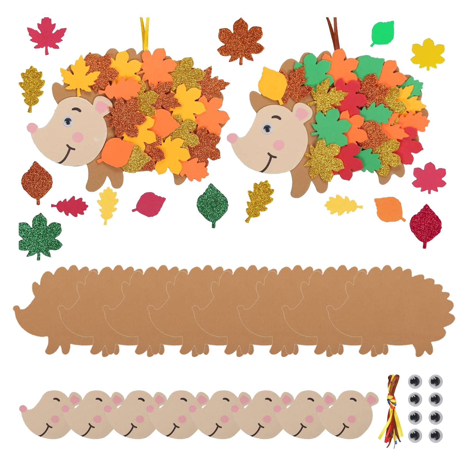 8 Pack Autumn Crafts for Kids,DIY Arts and Craft Activities Set Leafy Hedgehog Making Kit Activity Toys Foam Supplies kits Hanging Forest Decorations,for Children Craft Painting Winter Christmas Party