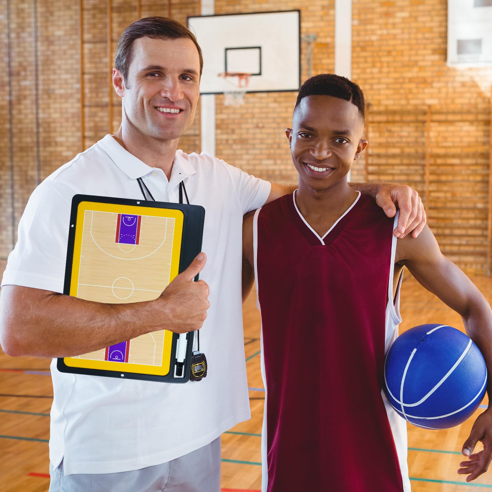 Pizarra Entrenador de Baloncesto Magnética Plegable con Imanes, Lapiceros y Borrador