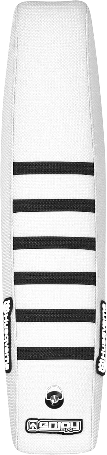 Enjoy Mfg Seat Cover - Compatible with Husqvarna 2024-2025 TC 65 TC65 Husky 65#445 Logo (All White/Black Ribs)