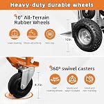 Aluminum 4 in 1 Convertible Hand Truck Dolly, 1000Lbs Capacity, Heavy Duty Folding Hand Truck Dolly Cart with Wheels 10" Solid, 2 Safety Strap, Hand Trucks for Logistics, Moving Home, Shopping, Office
