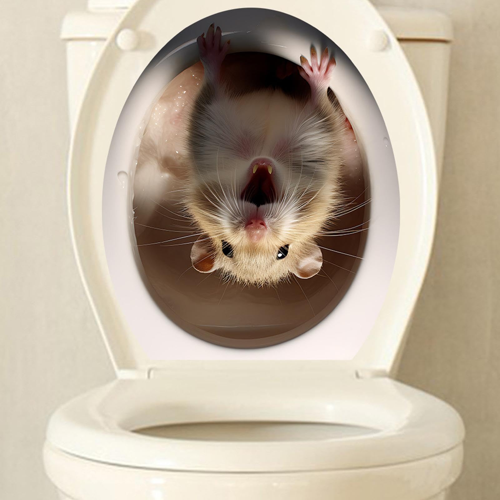 Autocollant Déco Siège WC LearnLyrics - Motif Animal 3D - Imperméable Et Amovible