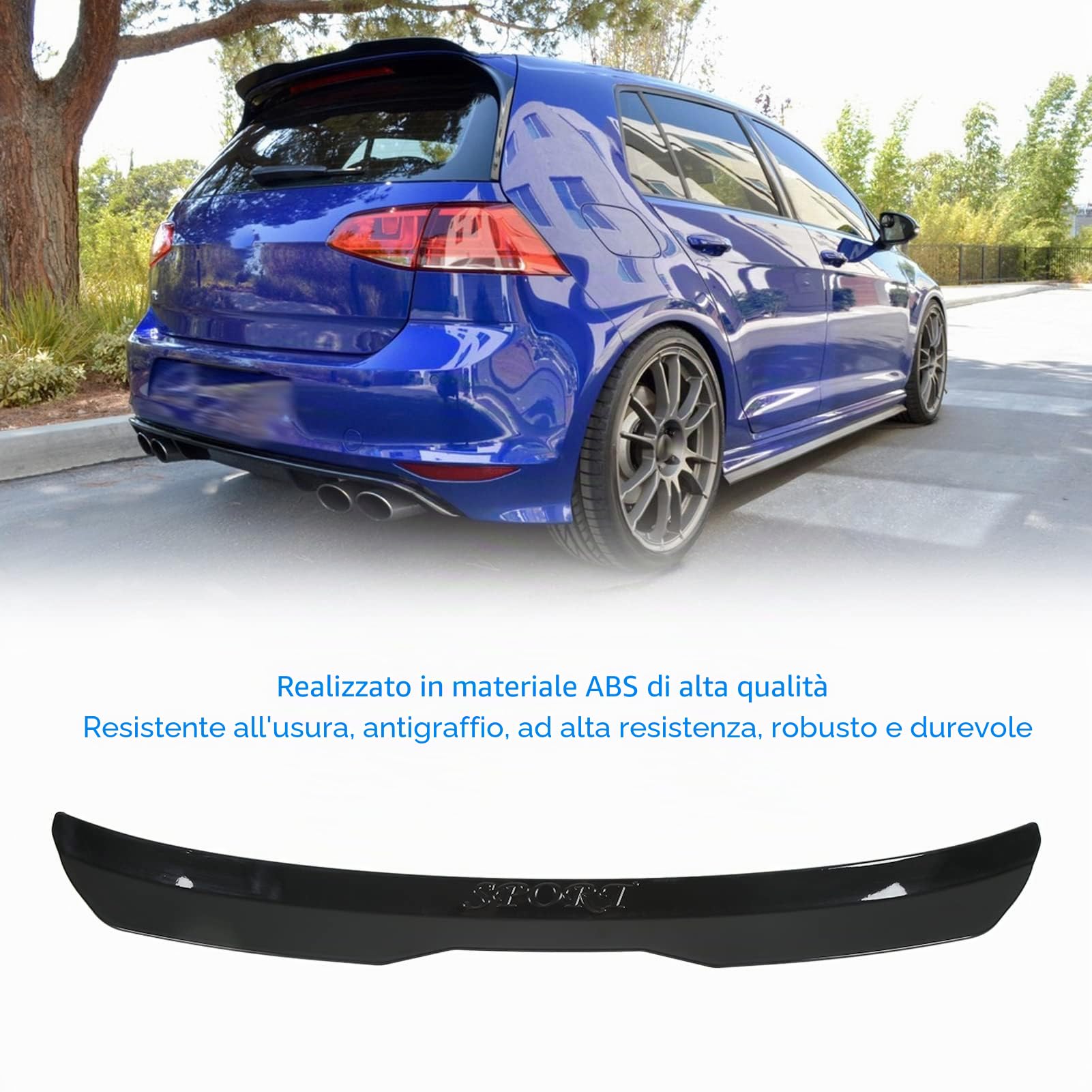 Spoiler per Tetto Posteriore Universale, Alettone per Tetto in ABS per Lunotto Posteriore Compatibile con Seat LEON Maxton MK1 Mk2 Mk3 MK4 MK5 MK6 MK7 Hatchback Fit Jazz Yaris Focus A1 A3(Nero lucido)