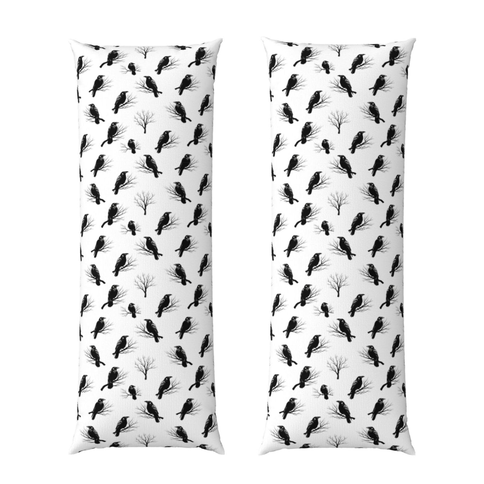 Body Pillow Protector 20x60 Tree Branch Black Crow Raven Bird, Ultra Soft Zippered Pillow Cover, Breathable Cozy Fabric, Machine Washable for Bed Sofa Couch