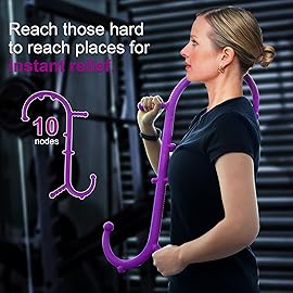 Massage Trigger Point Cane, Muscle Release Tool Self Massage Hook Cane, Handheld Back, Neck, Shoulder, Leg and Feet Massager Rod, Body Deep Tissue Gifts for Men & Women, Purple