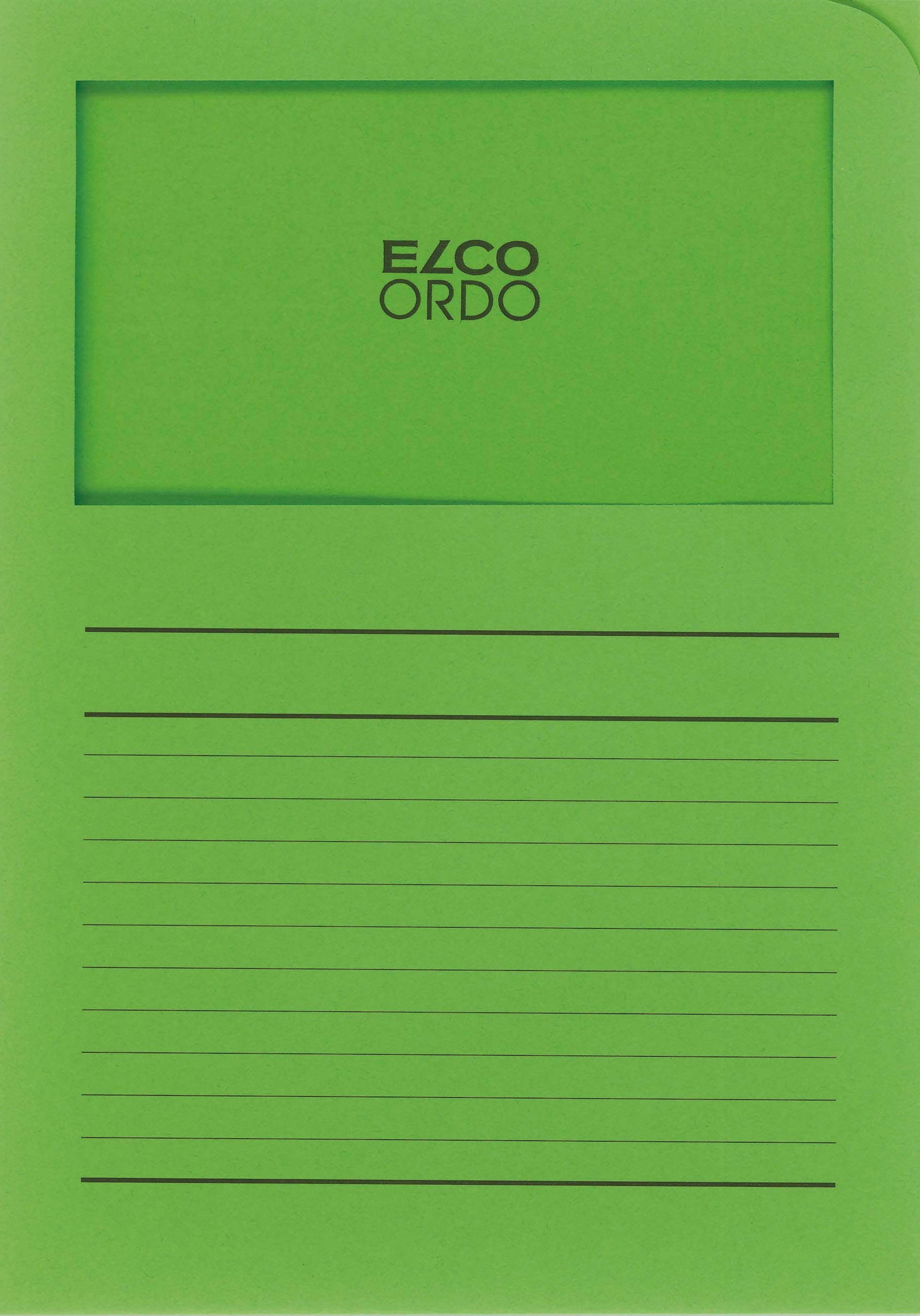 ELCO Ordo Classico Organiser Folders — Reinforced Card Document Wallet with Window Tab for Filing and Archiving, A4, 120 g/m², Bright Green, Pack of 10
