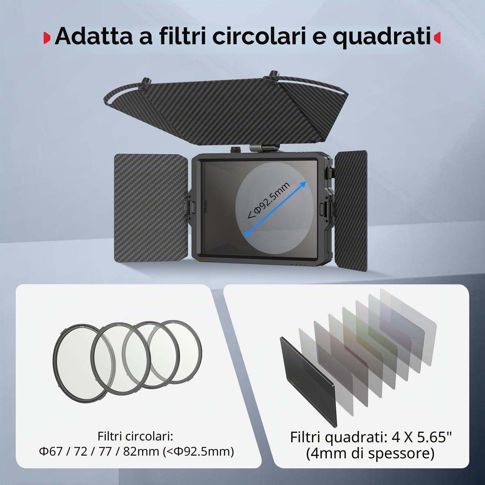 SmallRig Mini Matte Box Pro per fotocamere DSLR Mirrorless Compatibile con obiettivo 67mm/72mm/77mm/82mm/95mm - 3680