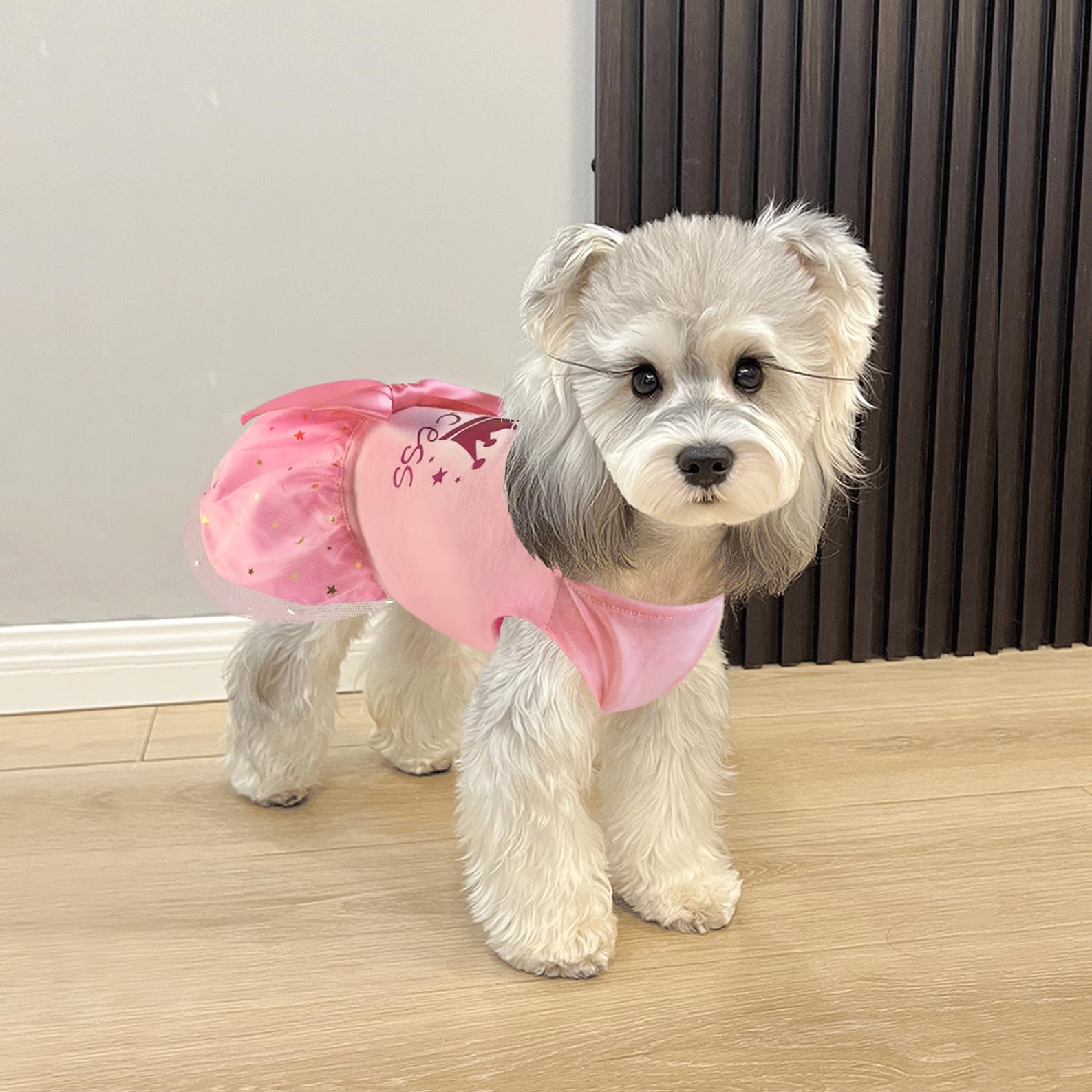 Idepet Vestido de princesa para perro, falda de tul para cachorros, ropa para mascotas, tutú para perro con lazo, vestidos de cumpleaños, ropa de vacaciones sin mangas para perros pequeños, niñas y