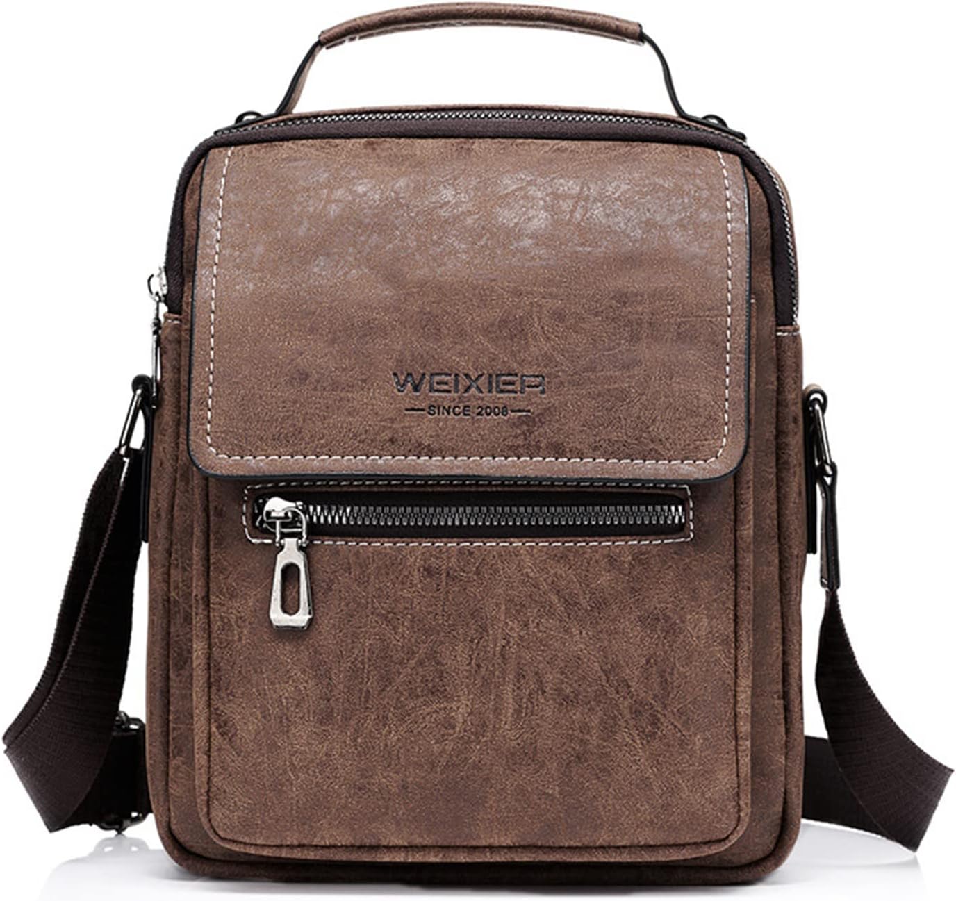 DCJAHFEDCJA Messenger Bag for Men Leather Purse Classic Business Crossbody Shoulder Bag Zipper Small Casual Cross Body Bag