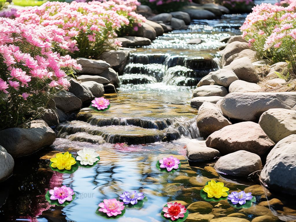 12 pz Fiori Galleggianti per Laghetti,Fiori di Loto Galleggianti 10 cm,Fiori Galleggianti per Piscina,Fiori di Loto Finti Ninfee,per Giardino Decorazione Acquario Terrazza Giardino Piscina