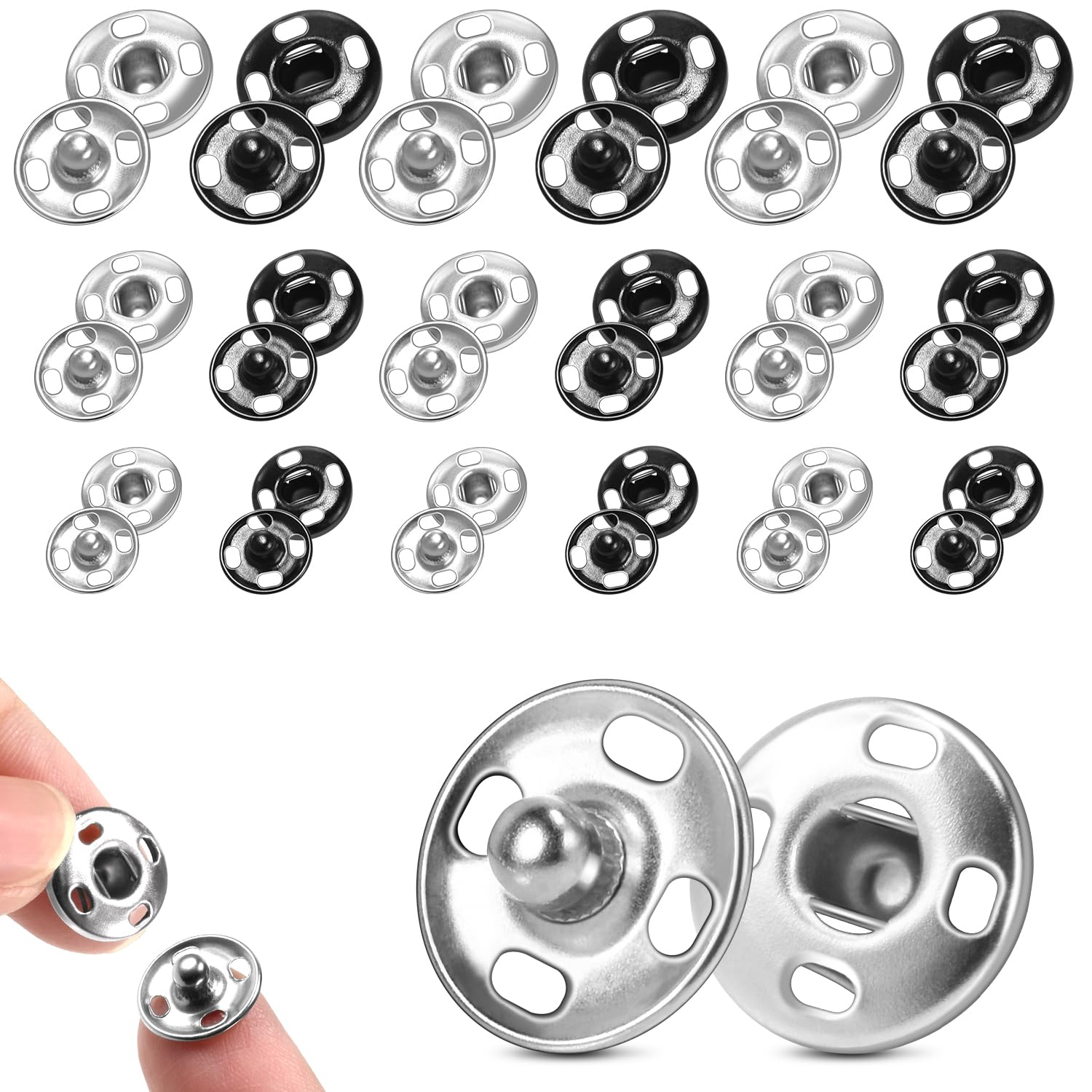 Photo 1 of 140 Sets Sew on Snaps for Clothing, Metal Snaps Fasteners Press Studs, Snap Buttons for Clothes Fabric Bag Bib Sweater Cardigan DIY Sewing Craft (8mm 10mm 12mm)