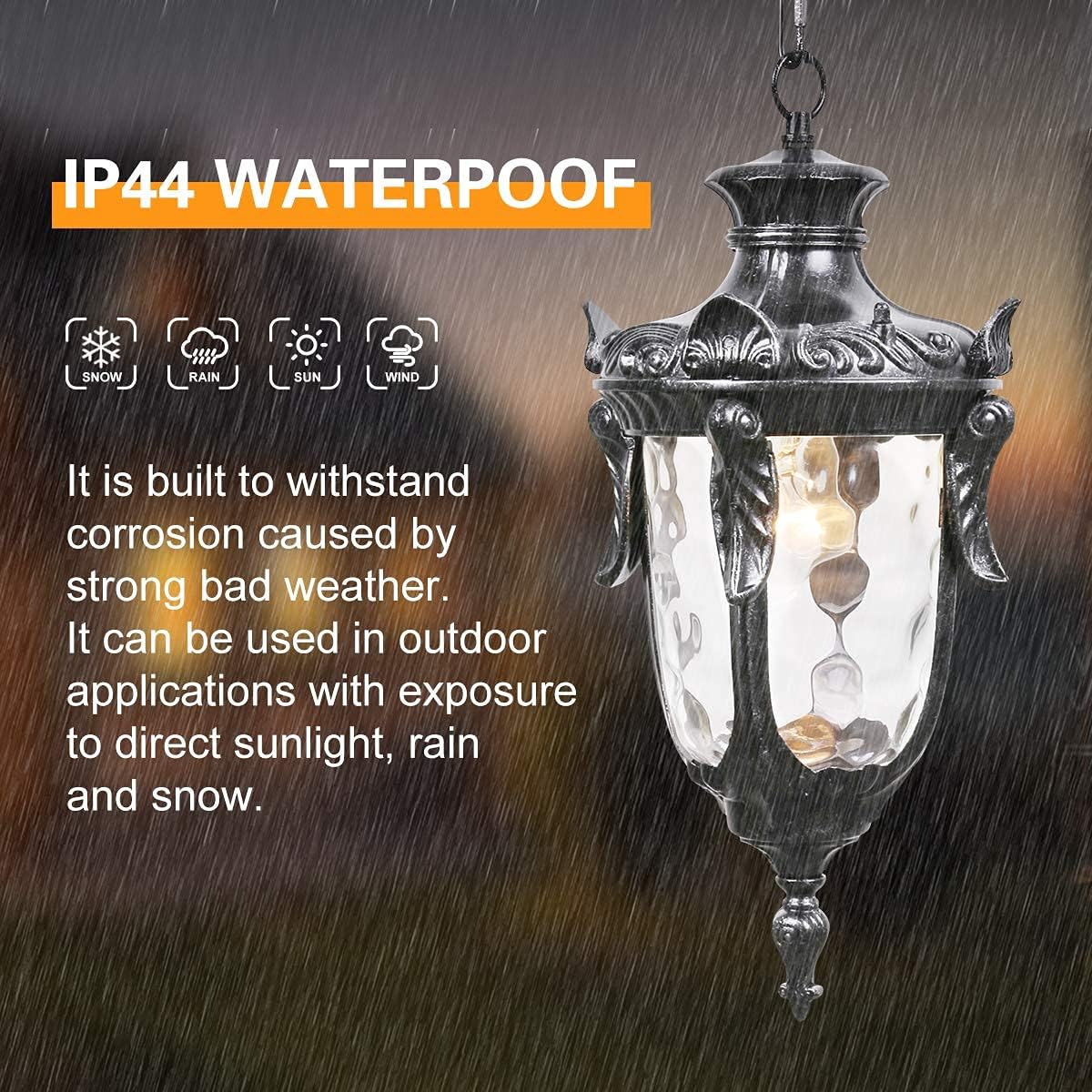 Exсluѕіvе Dіѕсоunt 70% Prісе Goalplus Hanging Porch Light Outdoor Pendant Light Fixture Vintage Exterior Hanging Lantern with Clear Hammered Glass, Dark Stone Finish, 16 1/2 High, IP44 Waterproof, LMSP2003-M