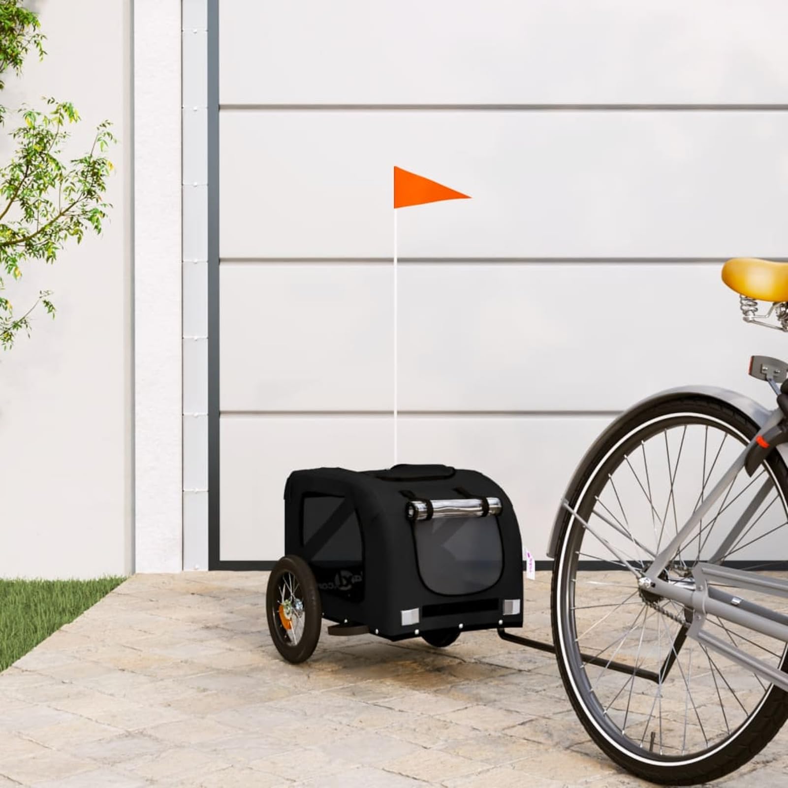 Gecheer Pet Bike Trailer for Dog Pet Stroller Cart Bicycle Carrier with Wheels Black Oxford Fabric and Iron