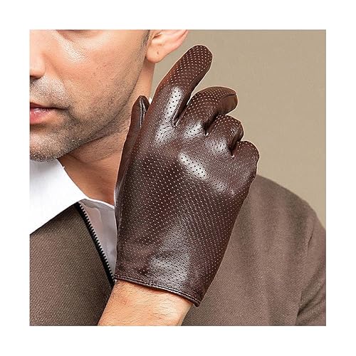 Aolity Winter gloves Sheepskin Leather Gloves Men's Driving Gloves Thin Breathable Touch Screen Male Mittens