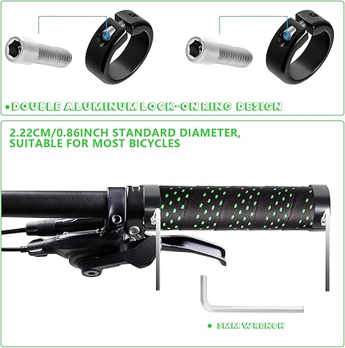 Vista 91 de BUCKLOS Empuñaduras de manillar de bicicleta con bloqueo único, mango ergonómico antideslizante para bicicleta de montaña, mango antideslizante