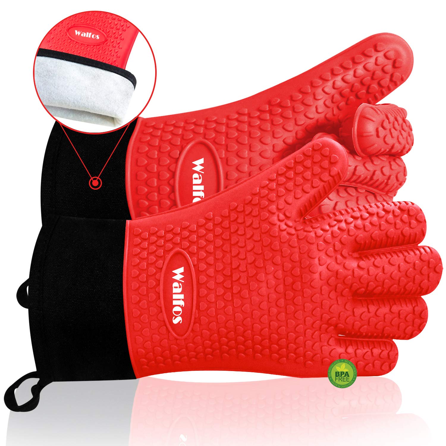 Walfossilicone Bbq Gloves Heat Resistant Grilling Gloves Premium