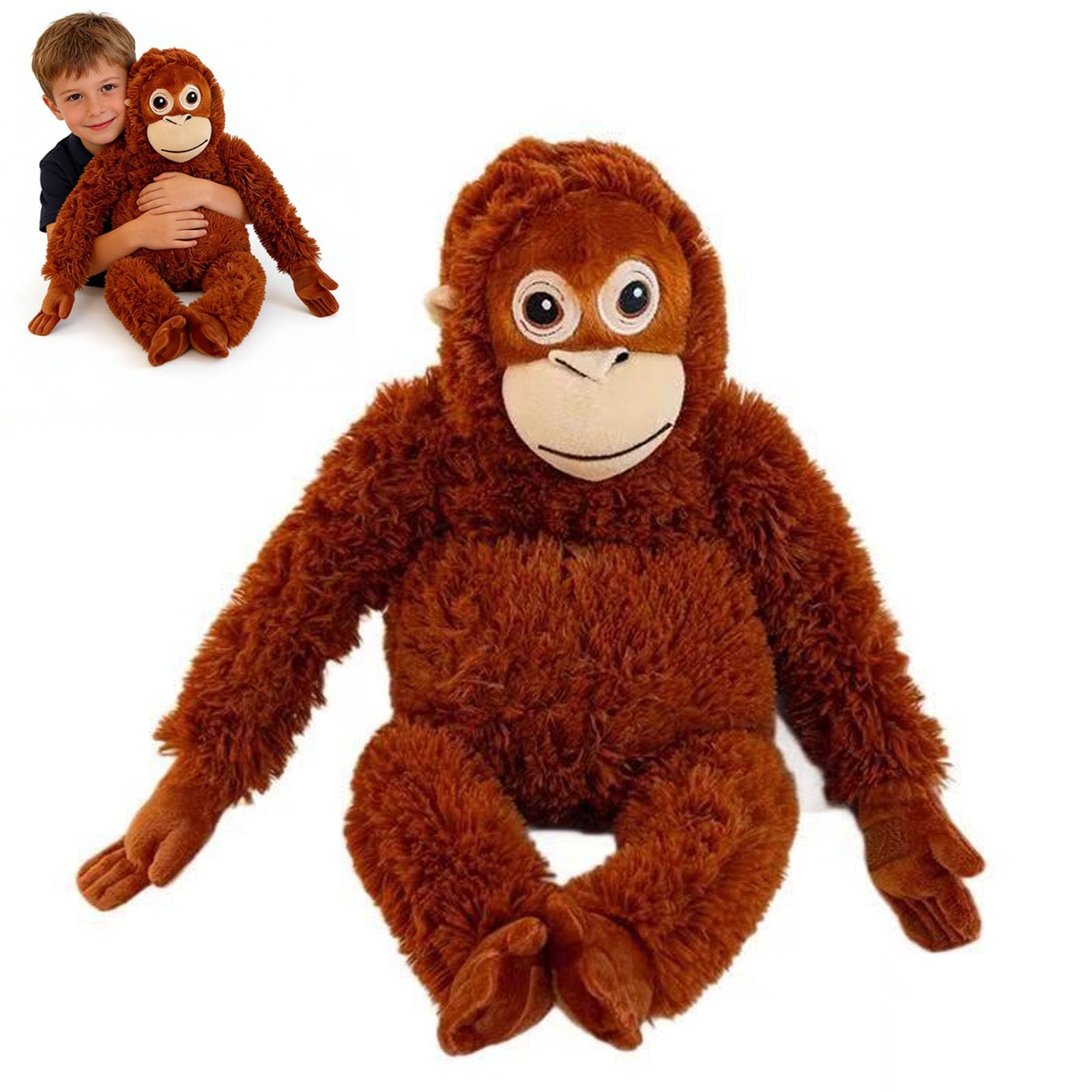 Punch Monkey Plush, Orangutan Plush with Baby Monkey, Realistic Soft Cuddly Monkey Toy for Adult Collectors, Home & Desk Decor & Gift (C-40CM)