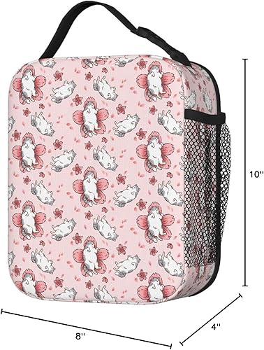 Miniatura 10 de Lonchera con diseño de flores de gato, bolsas de almuerzo aisladas para mujeres/hombres/niñas/niños, con asa desmontable, lonchera para comida