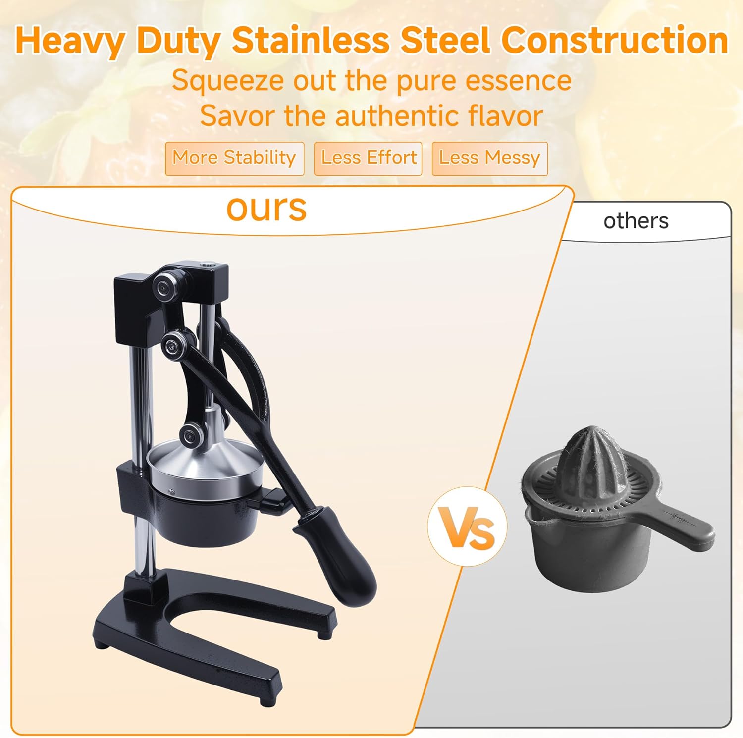 Cast Manual Citrus Juicer, Easy to Operate and Clean, Manual Hand Press Juicer, Suitable for Home Kitchens or Commercial Use