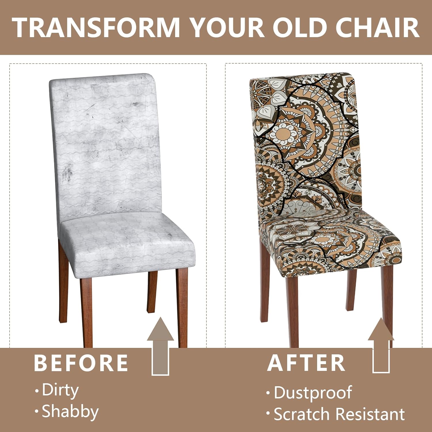 Waterproof Dining Chair Covers Set of 8,Stretch Dinning Chair Slipcovers for Dining Room Chairs, Removable Washable Kitchen Chair Covers, Elastic Chair Protectors for Home Restaurant Banquet