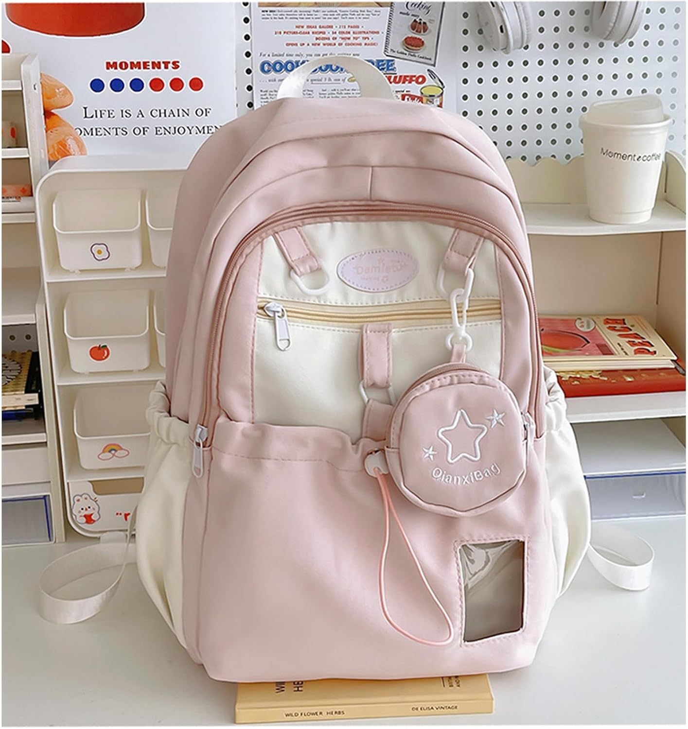 Goylmc Cute Backpack, Travel Double Shoulder Bag, Laptop Backpack for 16” with Large Capacity Adjustable Straps (Pink)
